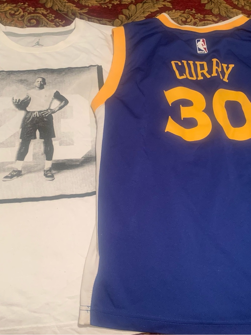 Nike Kids Blue and Yellow Basketball Tee Jersey